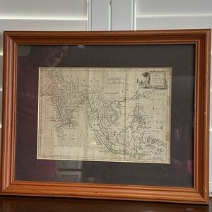 Antique 1800s Map of East Indies Framed, Original